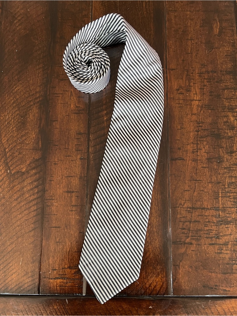 Paul Fredrick Black White Diagonal Stripe Silk Tie Classic 3.5” Mens